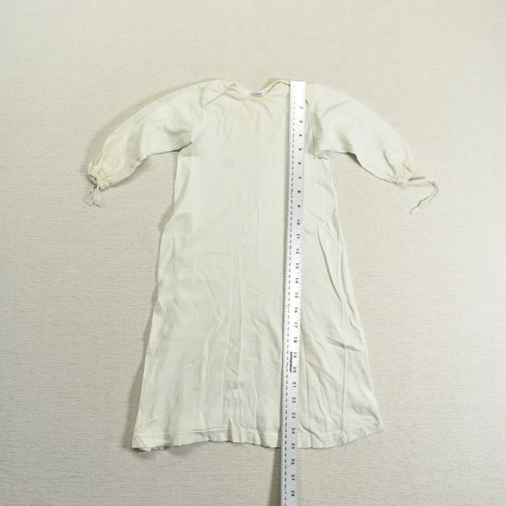 Vintage Carters Jiffon Nevabind Baby 6mo Gown Off White 50s 60s Ribbon Cuffs